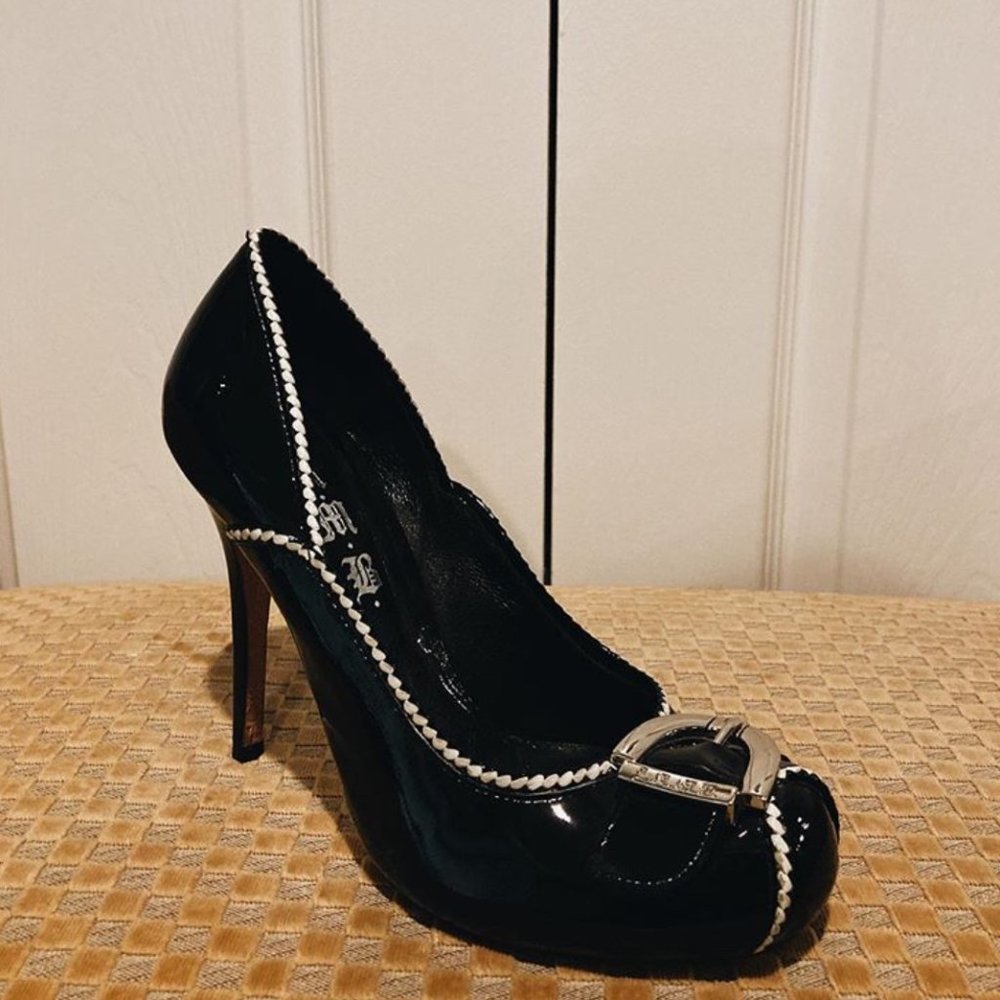 l.a.m.b. black heels